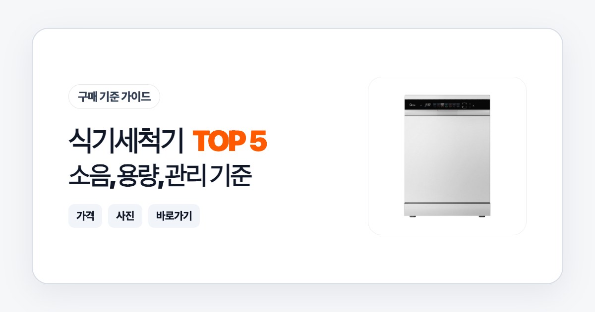 식기세척기 TOP 5: 소음, 용량, 관리 기준으로 고르는 법 1 식기세척기 TOP 5: 소음, 용량, 관리 기준으로 고르는 법