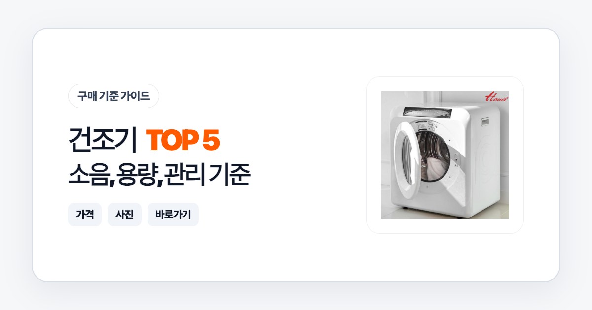 건조기 TOP 5: 소음, 용량, 관리 기준으로 고르는 법